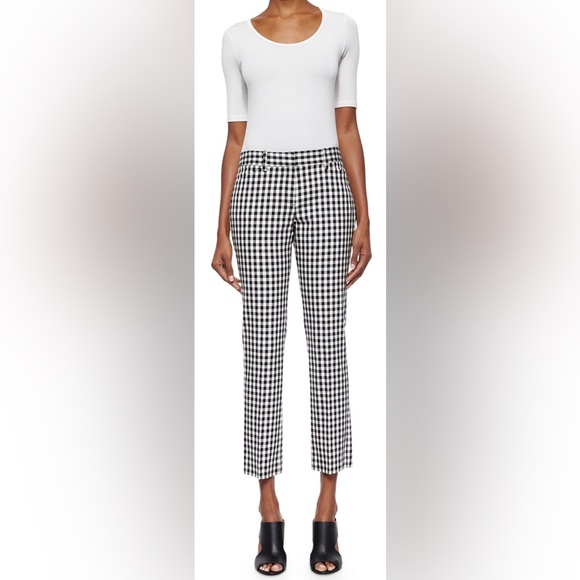Theory Izelle S. Barnet Check Cropped Pants in Black and White size 2 - Picture 2 of 16